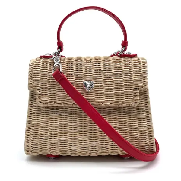 Chrome Hearts Basket-Weave Red Leather Vine Heart Wicker Bag Chrome Hearts Basket-Weave Red Leather Vine Heart Wicker Bag