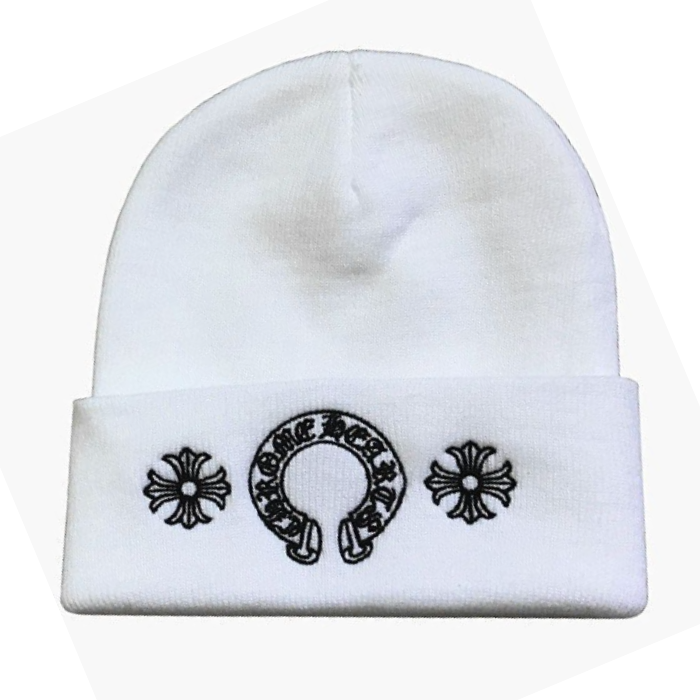 Chrome Hearts Beanie Three Flowers – White Chrome Hearts Beanie Three Flowers – White