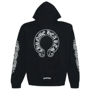 Chrome Hearts Horse Shoe Floral Hoodie Black