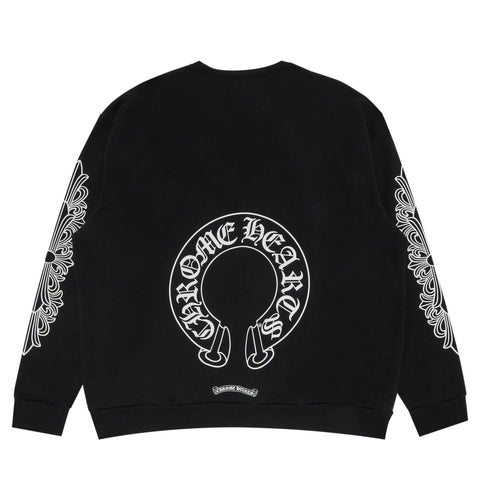 Chrome Hearts Horseshoe Floral Logo Crewneck – Black Chrome Hearts Horseshoe Floral Logo Crewneck – Black