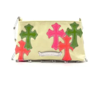 Chrome Hearts Muti-Color Patches Cross Safty Pin Chain Shoulder Bag