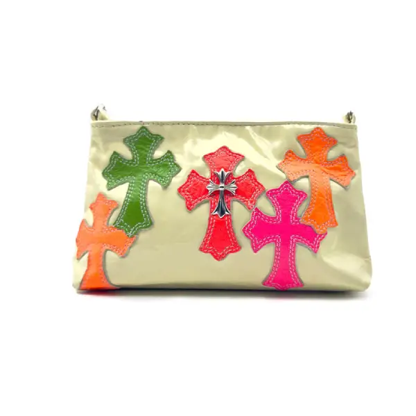 Chrome Hearts Muti-Color Patches Cross Safty Pin Chain Shoulder Bag Chrome Hearts Muti-Color Patches Cross Safty Pin Chain Shoulder Bag