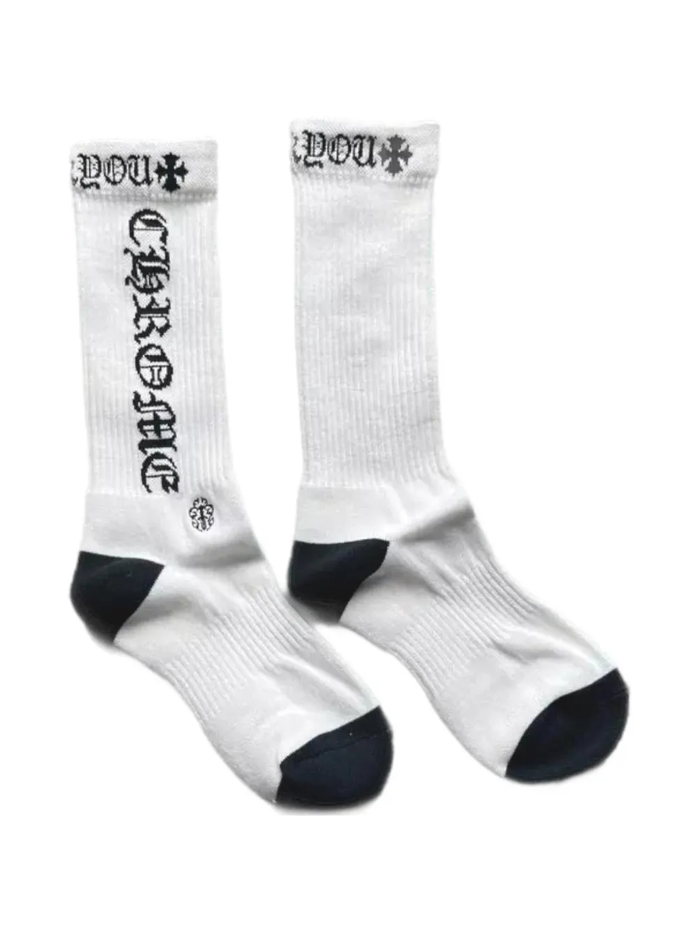 Chrome Hearts logo-intarsia ribbed-knit socks - White m Chrome Hearts logo-intarsia ribbed-knit socks - White