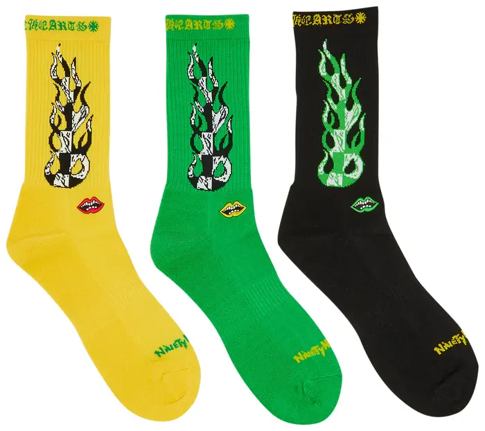 Chrome Hearts x Matty Boy Flame Socks Chrome Hearts x Matty Boy Flame Socks 'Green/Yellow/Black'